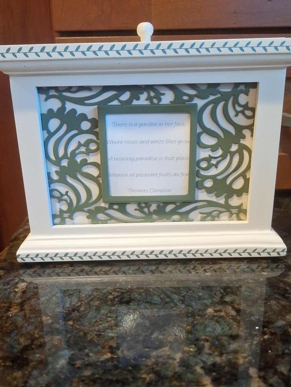 Vintage FTD Decorative White and Sage Green Seed Or Keepsake Box 1990